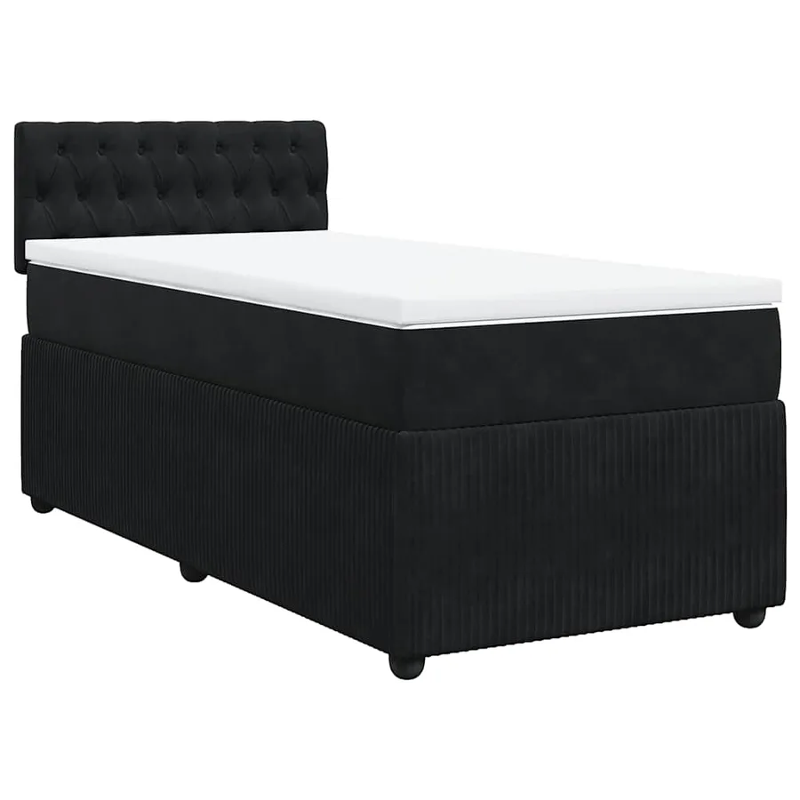 Sommier à lattes de lit avec matelas Noir 100x200 cm Velours - 3
