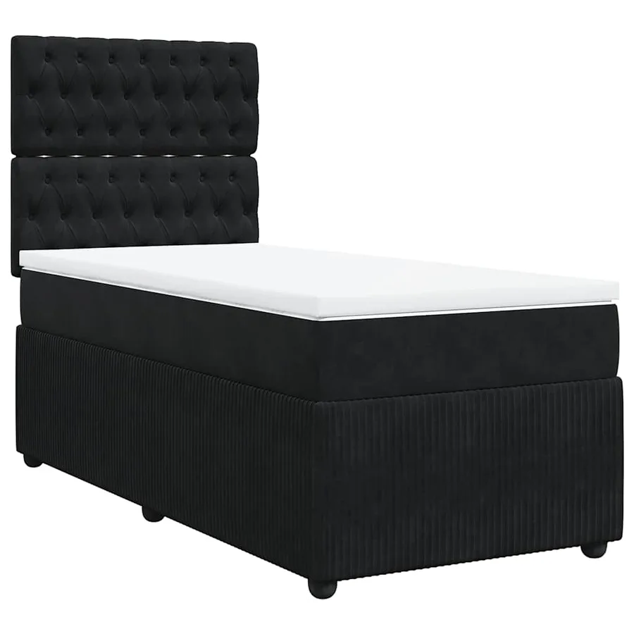 Sommier à lattes de lit avec matelas Noir 100x200 cm Velours - 2