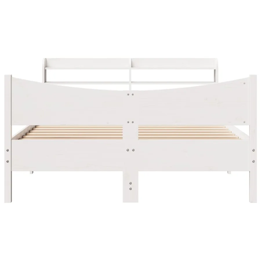 Cadre de lit avec tête de lit blanc 160x200 cm bois pin massif - 4