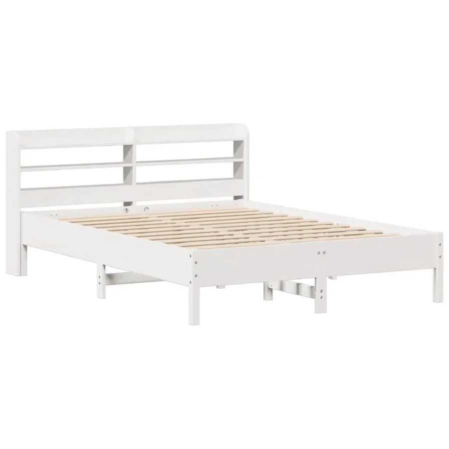 Cadre de lit sans matelas blanc 160x200 cm bois de pin massif - 3