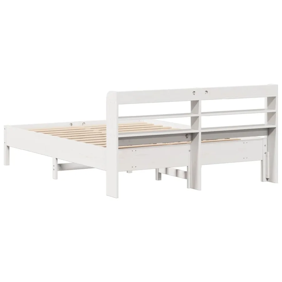Cadre de lit sans matelas blanc 160x200 cm bois de pin massif - 6