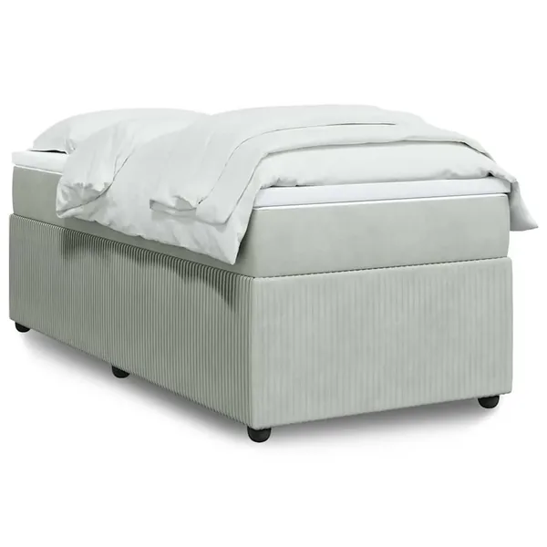 Sommier à lattes de lit et matelas Gris clair 100x200cm Velours