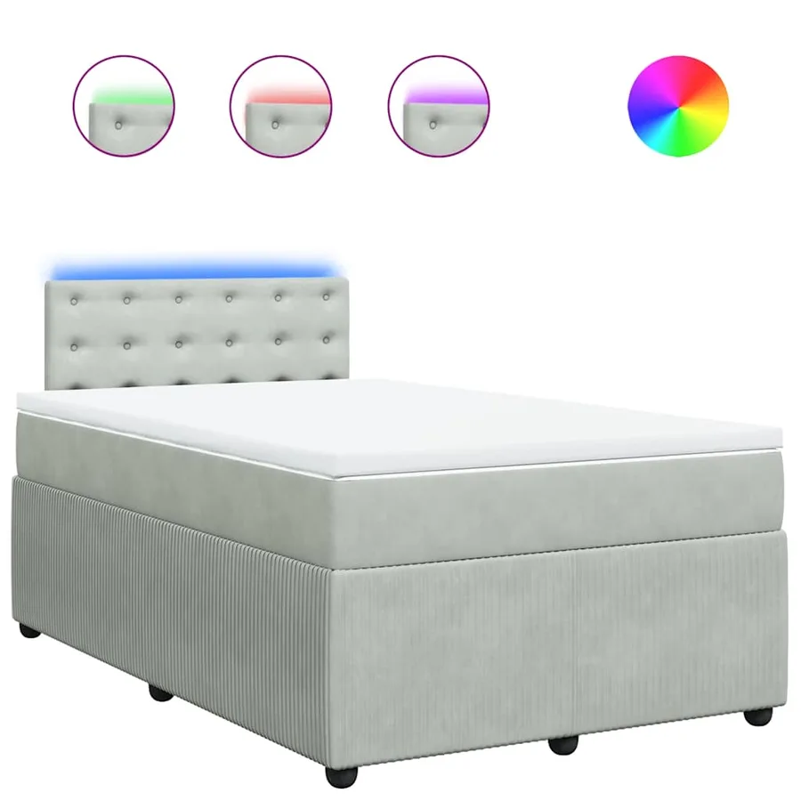 Sommier à lattes de lit et matelas gris clair 120x190cm velours - 2