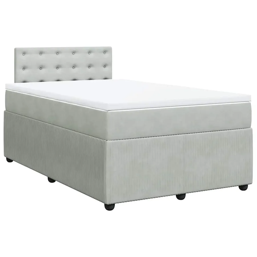 Sommier à lattes de lit et matelas gris clair 120x190cm velours - 3