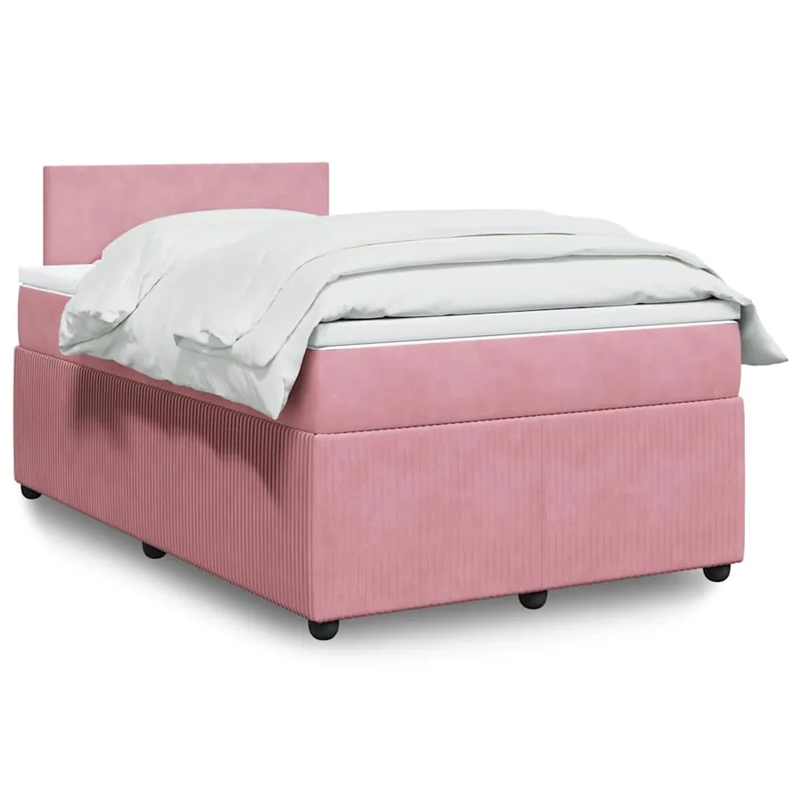 Sommier à lattes de lit avec matelas rose 120x190 cm velours