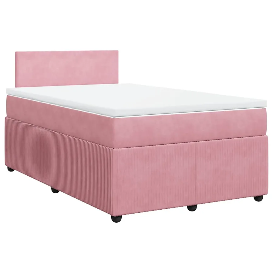Sommier à lattes de lit avec matelas rose 120x190 cm velours - 3