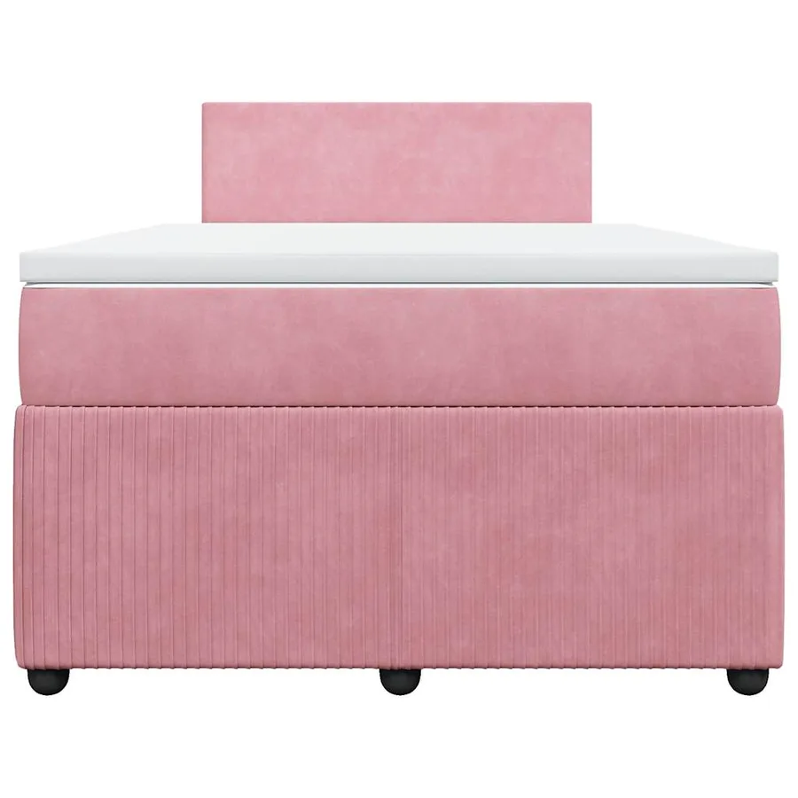 Sommier à lattes de lit avec matelas rose 120x190 cm velours - 6