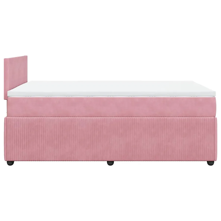 Sommier à lattes de lit avec matelas rose 120x190 cm velours - 7
