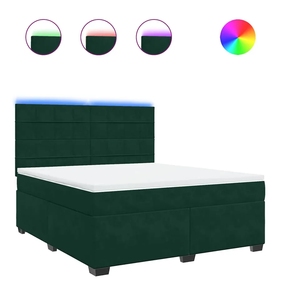 Sommier à lattes de lit et matelas Vert foncé 180x200cm Velours - 2