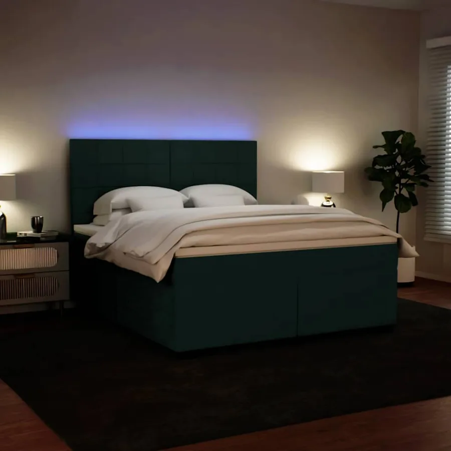 Sommier à lattes de lit et matelas Vert foncé 180x200cm Velours - 5