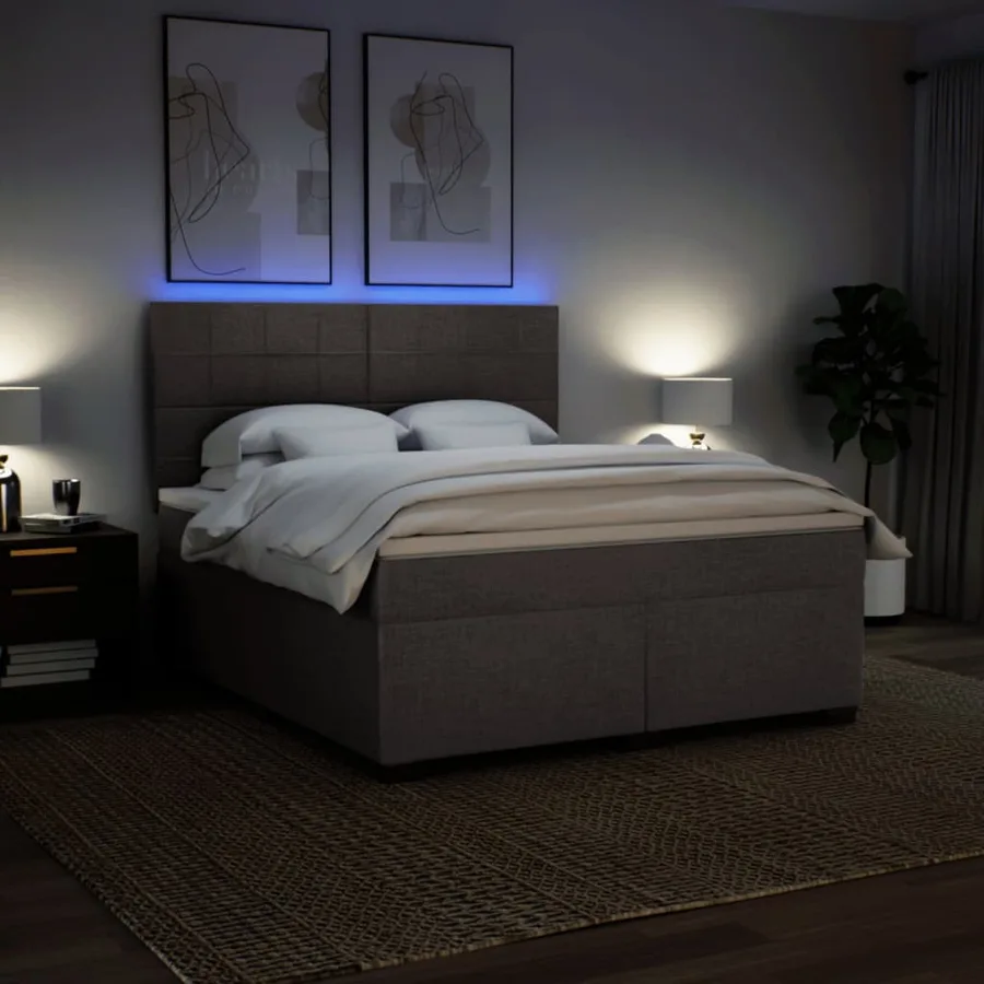 Sommier à lattes de lit avec matelas Taupe 180x200 cm Tissu - 5