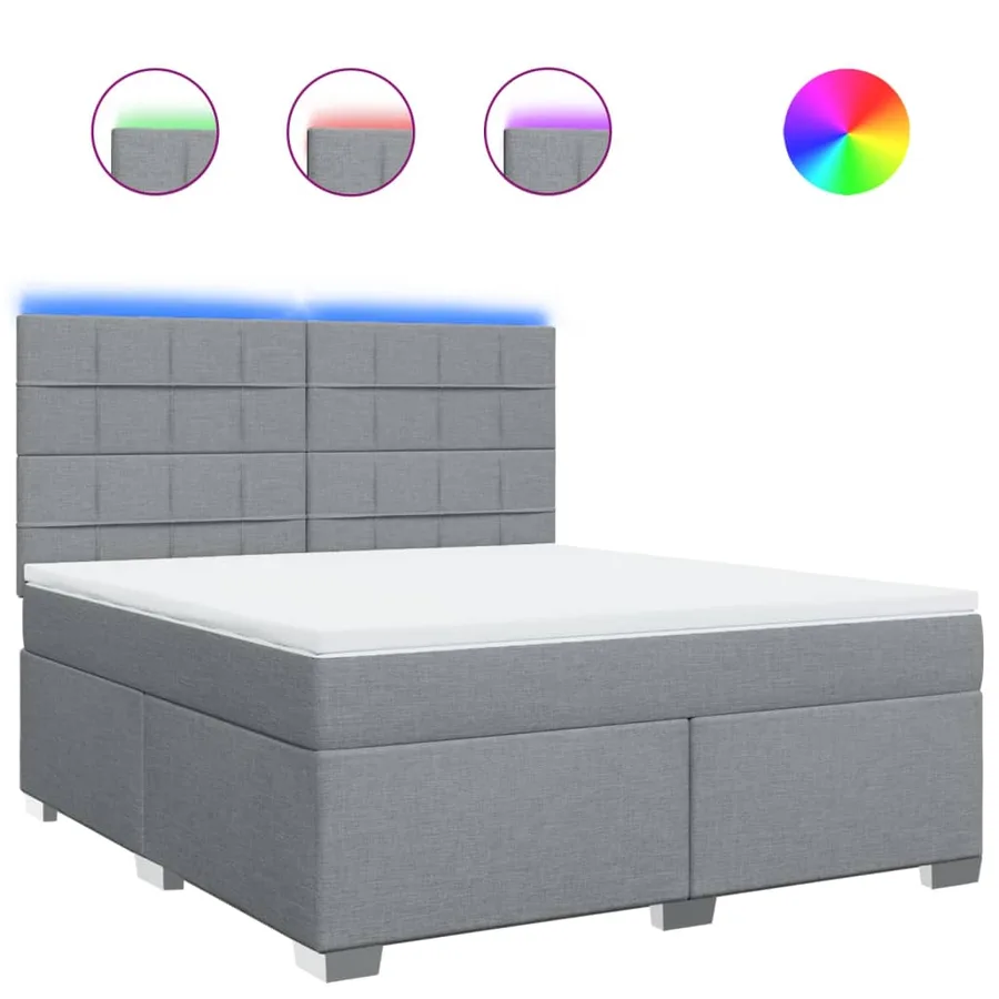 Sommier à lattes de lit avec matelas Gris clair 180x200cm Tissu - 2
