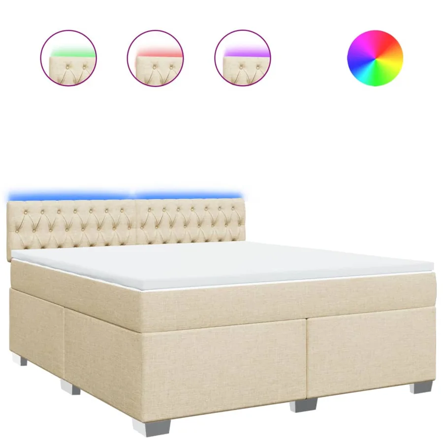 Sommier à lattes de lit avec matelas Crème 180x200 cm Tissu - 2