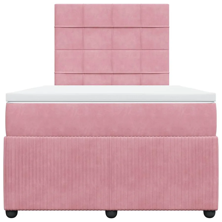 Sommier à lattes de lit avec matelas rose 120x190 cm velours - 4