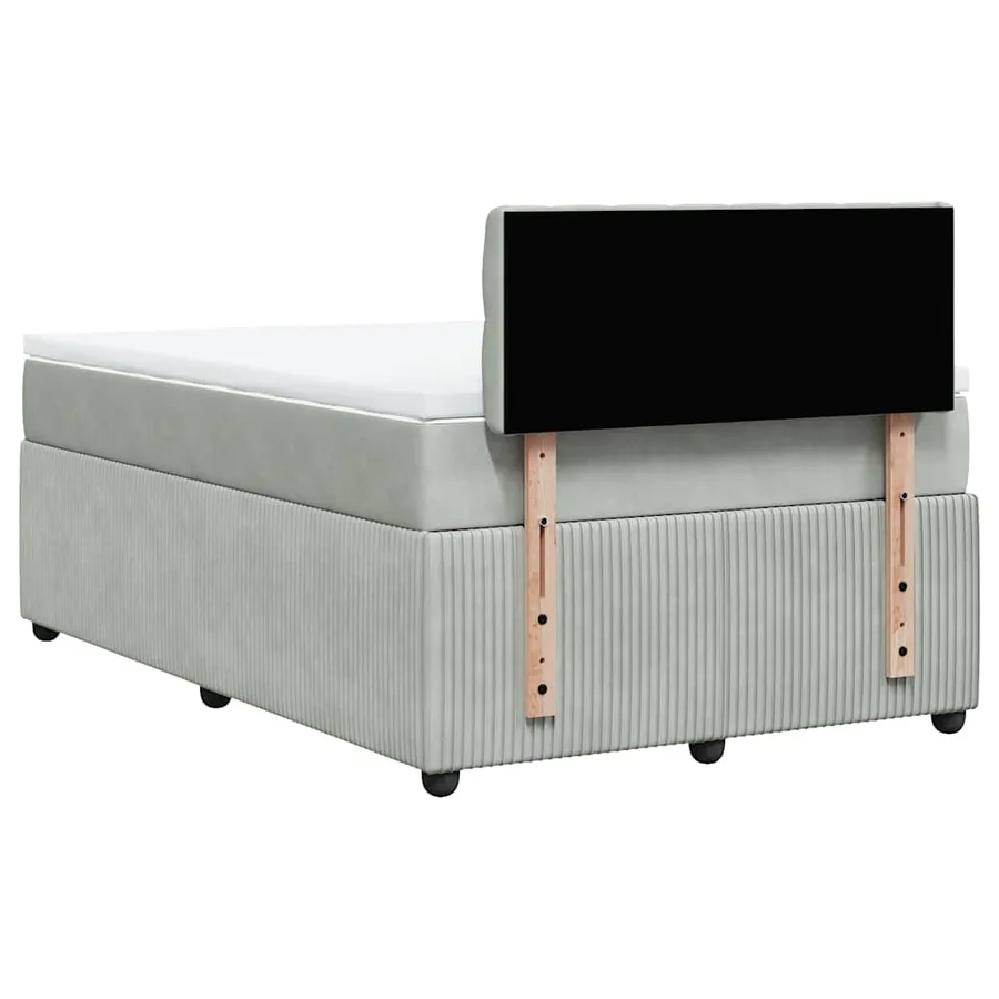 Sommier à lattes de lit et matelas gris clair 120x190cm velours - 10