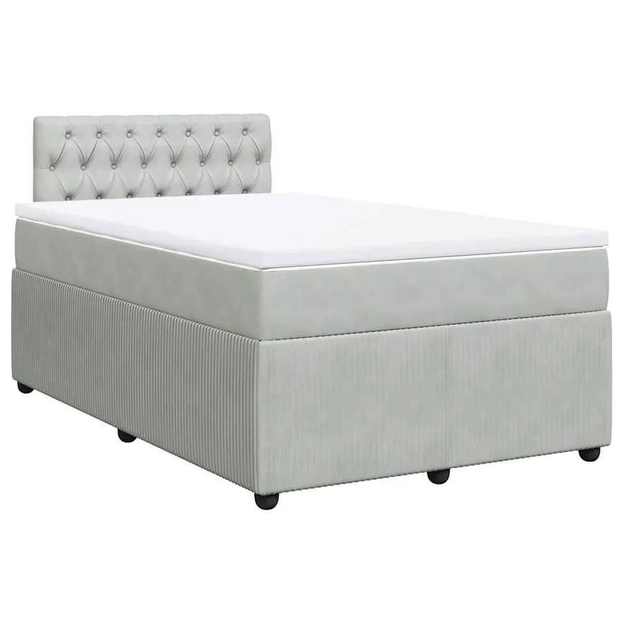 Sommier à lattes de lit et matelas gris clair 120x190cm velours - 2