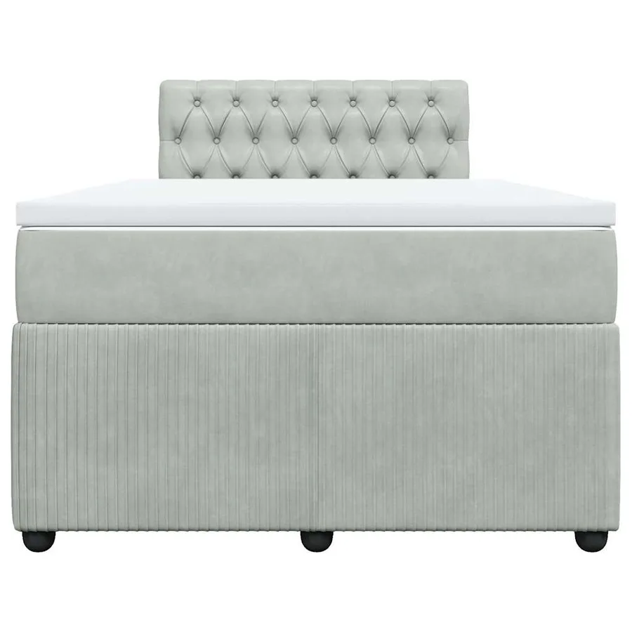 Sommier à lattes de lit et matelas gris clair 120x190cm velours - 4