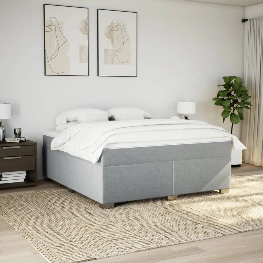 Sommier à lattes de lit avec matelas Gris clair 180x200cm Tissu - 3