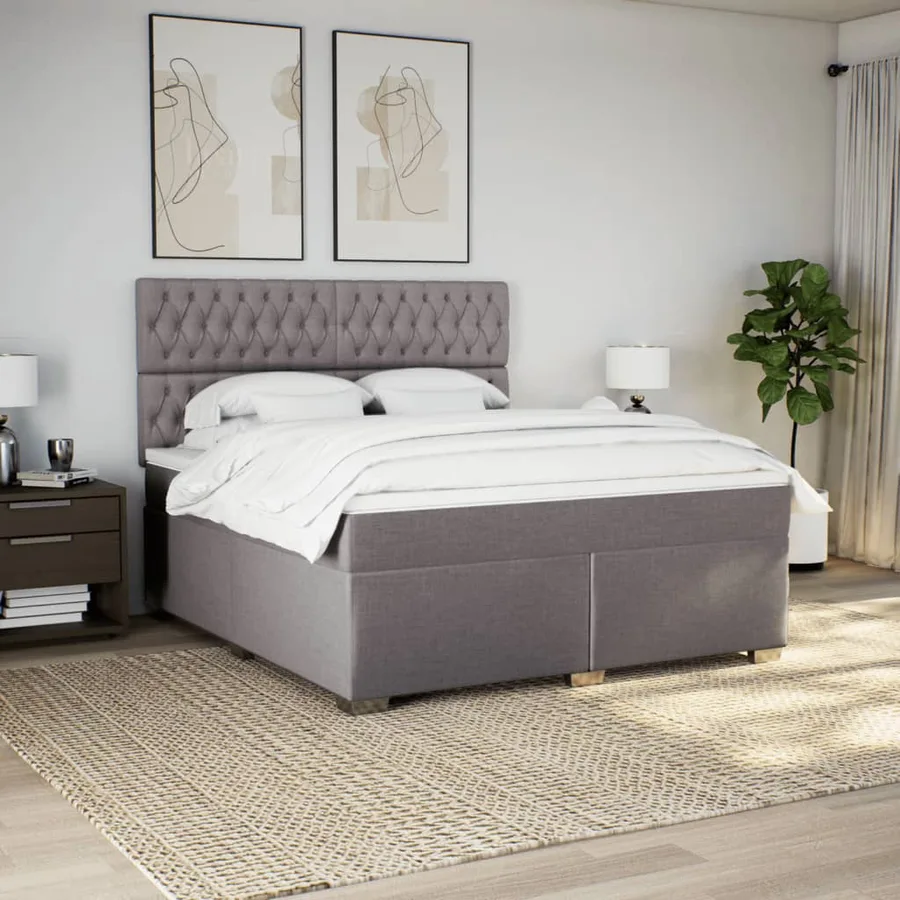 Sommier à lattes de lit avec matelas Taupe 180x200 cm Tissu - 3