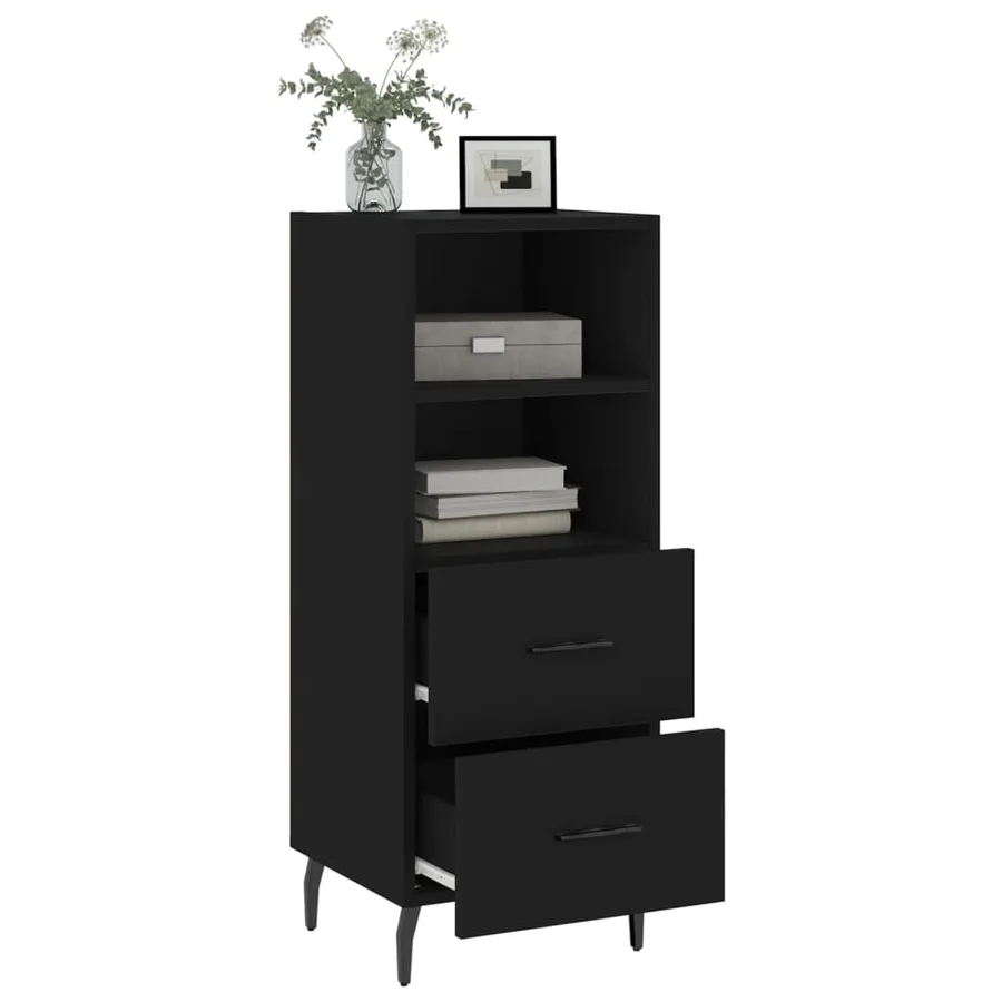 Buffet Noir 34,5x34x90 cm Bois d'ingénierie - 4