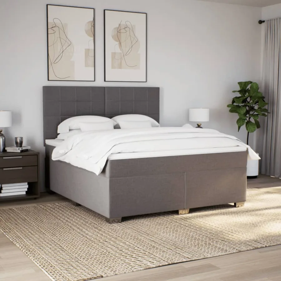 Sommier à lattes de lit avec matelas Taupe 180x200 cm Tissu - 3
