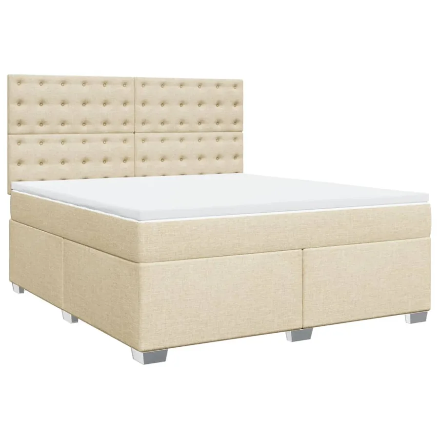 Sommier à lattes de lit avec matelas Crème 180x200 cm Tissu - 2