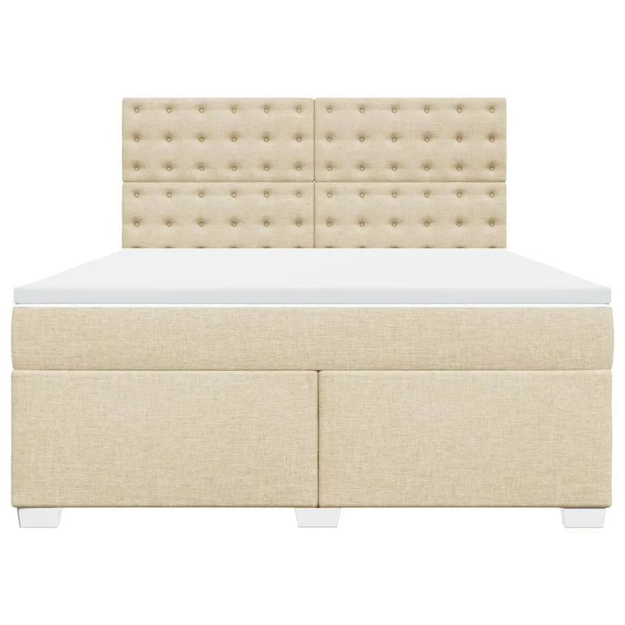 Sommier à lattes de lit avec matelas Crème 180x200 cm Tissu - 4