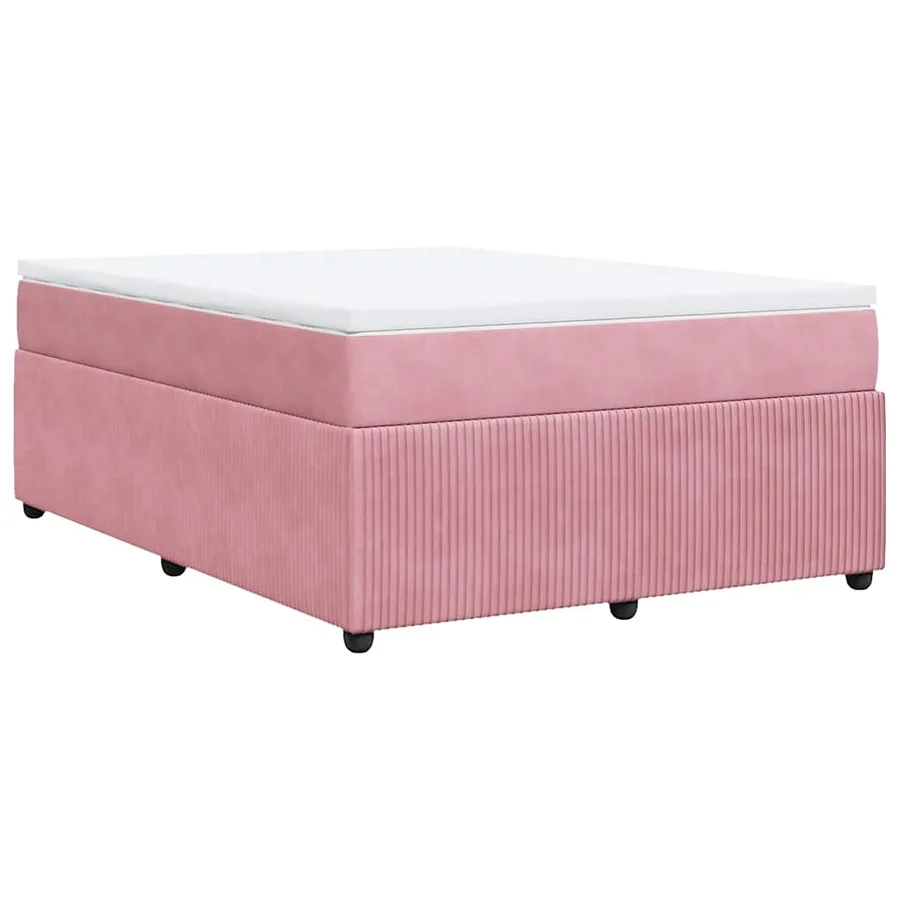 Sommier à lattes de lit avec matelas Rose 140x190 cm Velours - 9