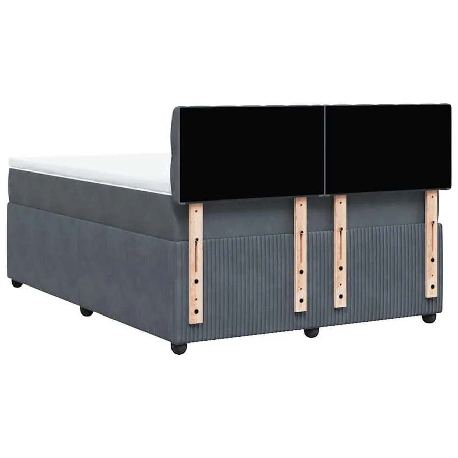Sommier à lattes de lit et matelas Gris foncé 140x190cm Velours - 10