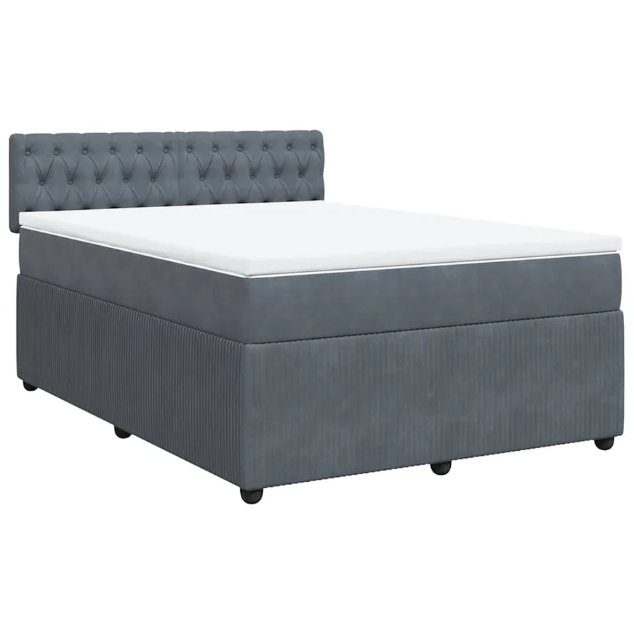 Sommier à lattes de lit et matelas Gris foncé 140x190cm Velours - 2