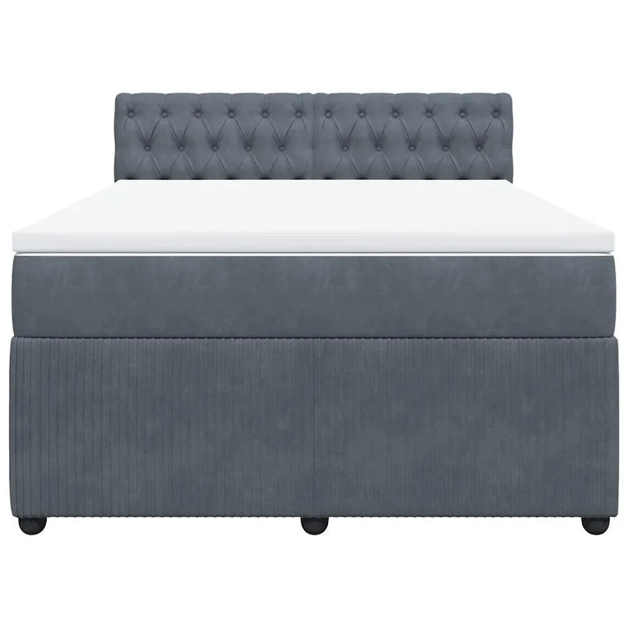Sommier à lattes de lit et matelas Gris foncé 140x190cm Velours - 4