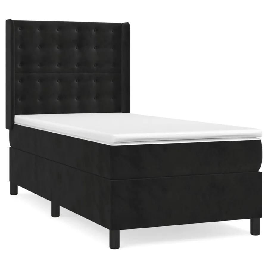 Sommier à lattes de lit avec matelas Noir 90x190 cm Velours - 2