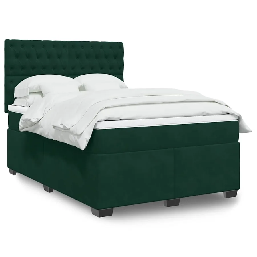 Sommier à lattes de lit et matelas Vert foncé 140x190cm Velours