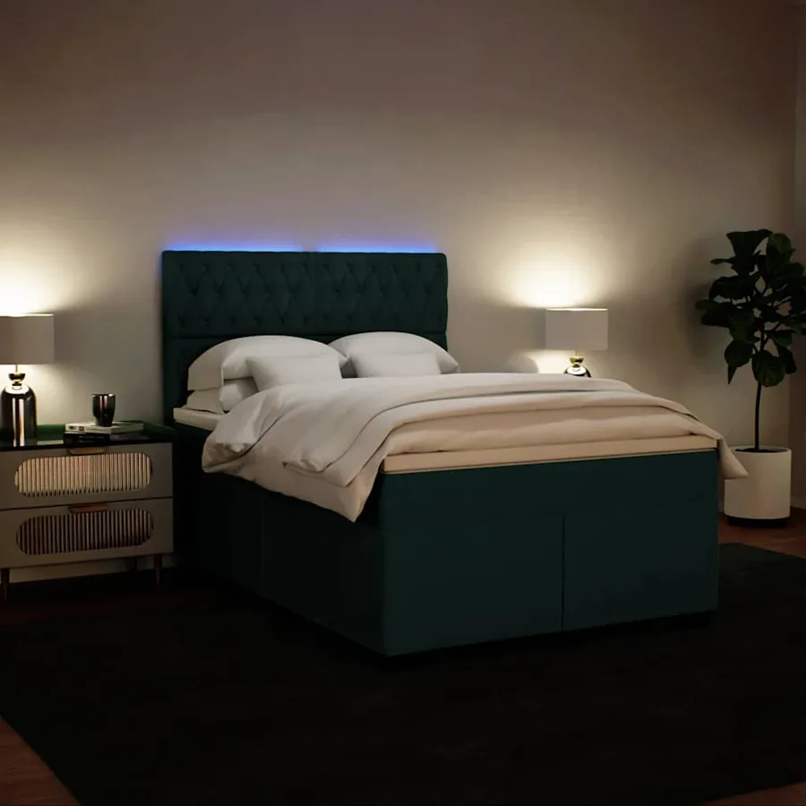 Sommier à lattes de lit et matelas Vert foncé 140x190cm Velours - 5