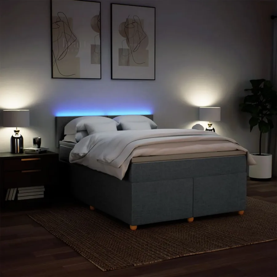 Sommier à lattes de lit avec matelas Gris foncé 140x200cm Tissu - 5