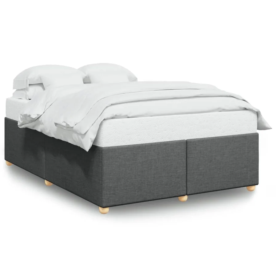 Cadre de lit sans matelas gris foncé 140x200 cm tissu - 2