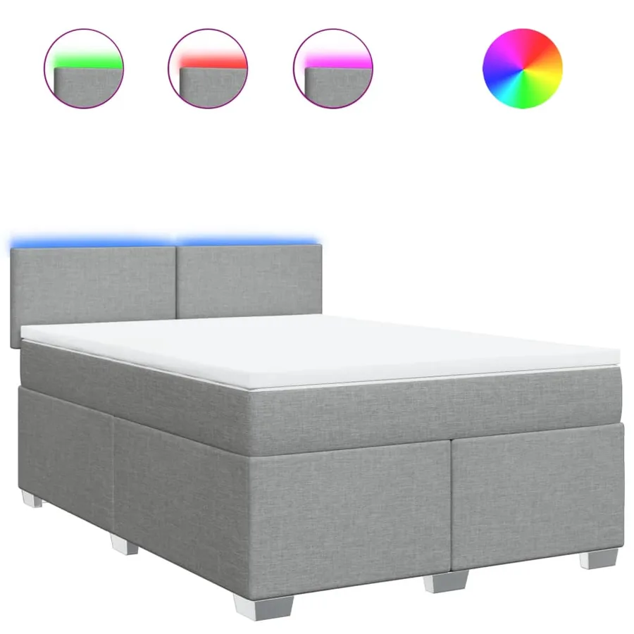 Sommier à lattes de lit avec matelas Gris clair 160x200cm Tissu - 2