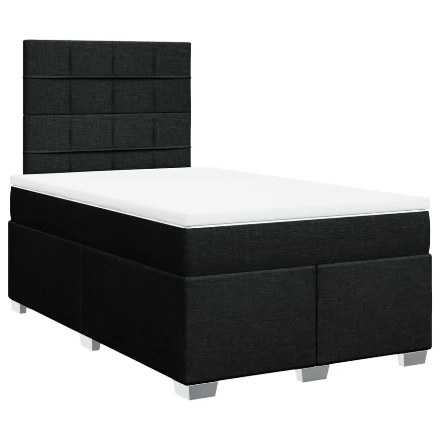 Sommier à lattes de lit avec matelas noir 120x190 cm tissu - 2