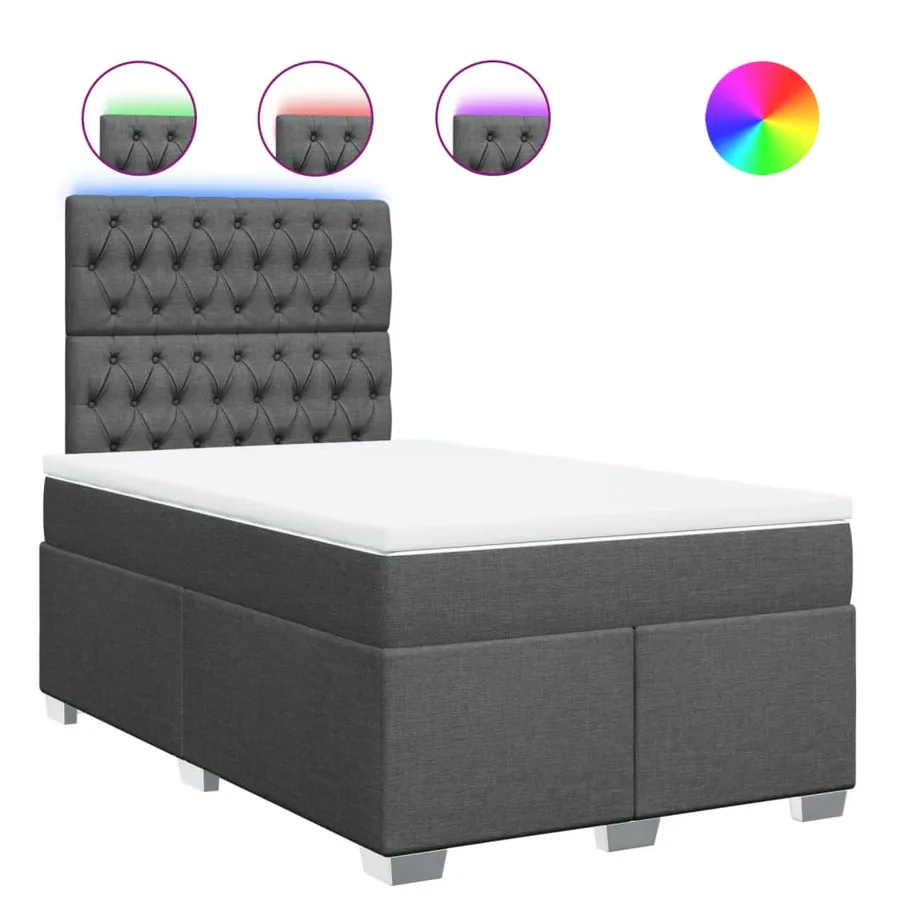 Sommier à lattes de lit avec matelas gris foncé 120x190cm tissu - 2