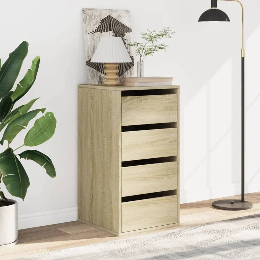 Commode d'angle chêne sonoma 40x41x76 cm bois d'ingénierie - 3