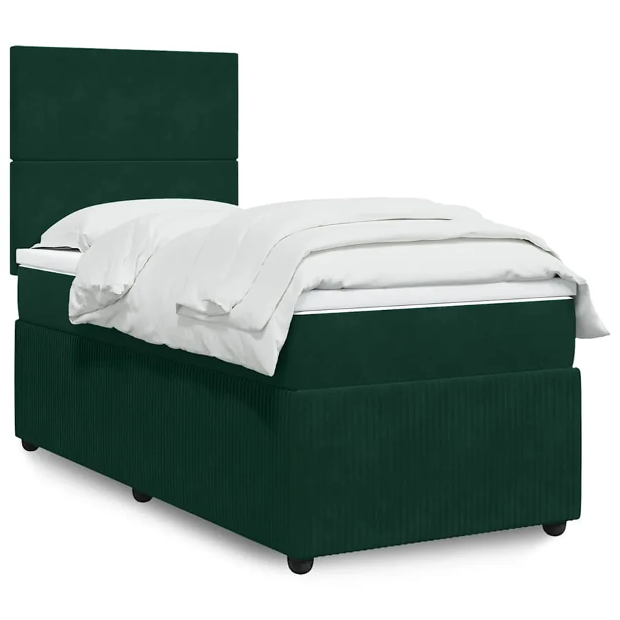 Sommier à lattes de lit avec matelas Vert foncé 90x190 cm