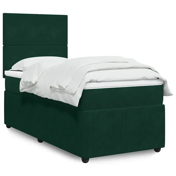 Sommier à lattes de lit avec matelas Vert foncé 90x190 cm