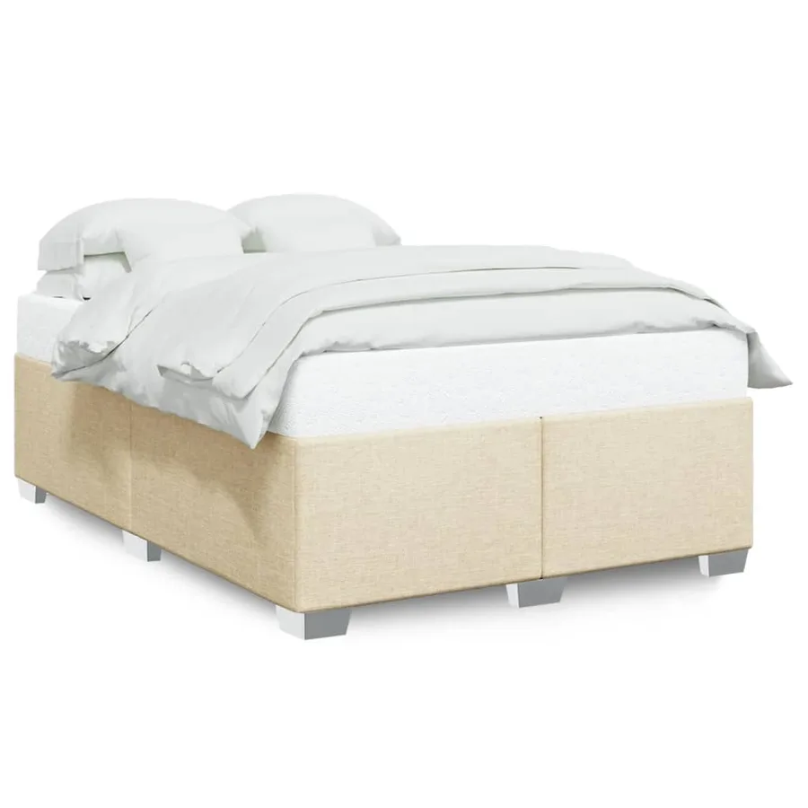 Cadre de lit sans matelas crème 160x200 cm tissu - 2