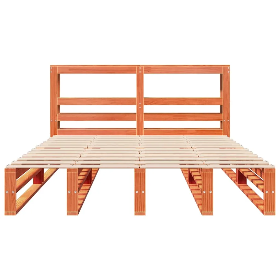 Cadre de lit sans matelas cire marron 140x200cm bois pin massif - 4