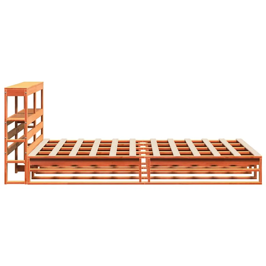 Cadre de lit sans matelas cire marron 140x200cm bois pin massif - 7