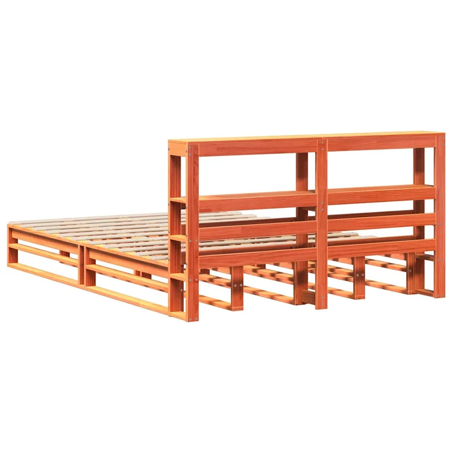 Cadre de lit sans matelas cire marron 140x200cm bois pin massif - 8