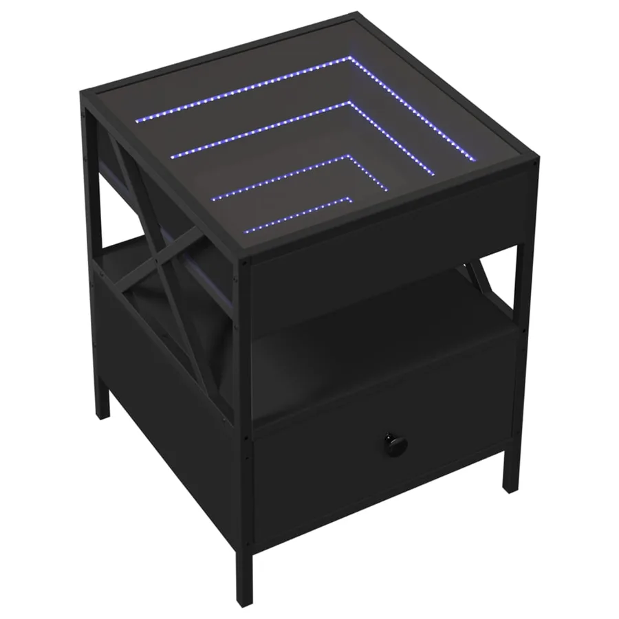 Table de chevet avec LED infini noir 40x40x51 cm - 3