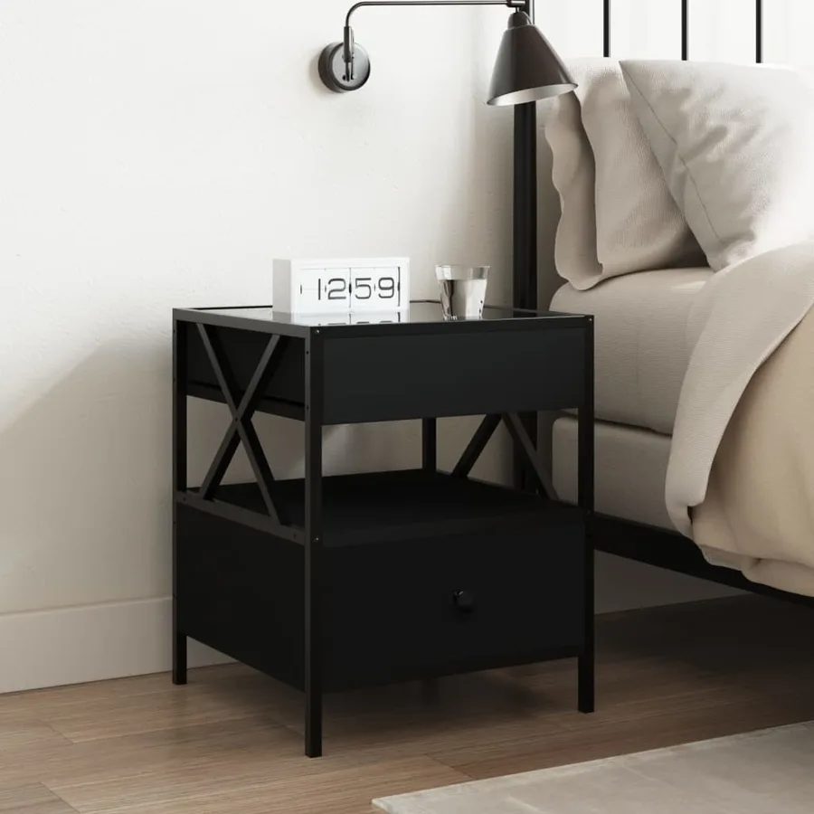 Table de chevet avec LED infini noir 40x40x51 cm - 4