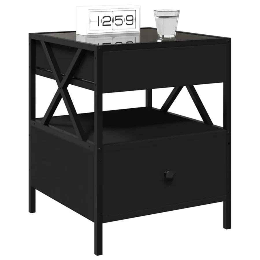 Table de chevet avec LED infini noir 40x40x51 cm - 5