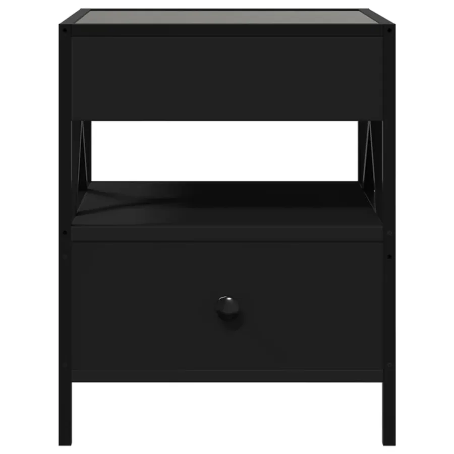 Table de chevet avec LED infini noir 40x40x51 cm - 6